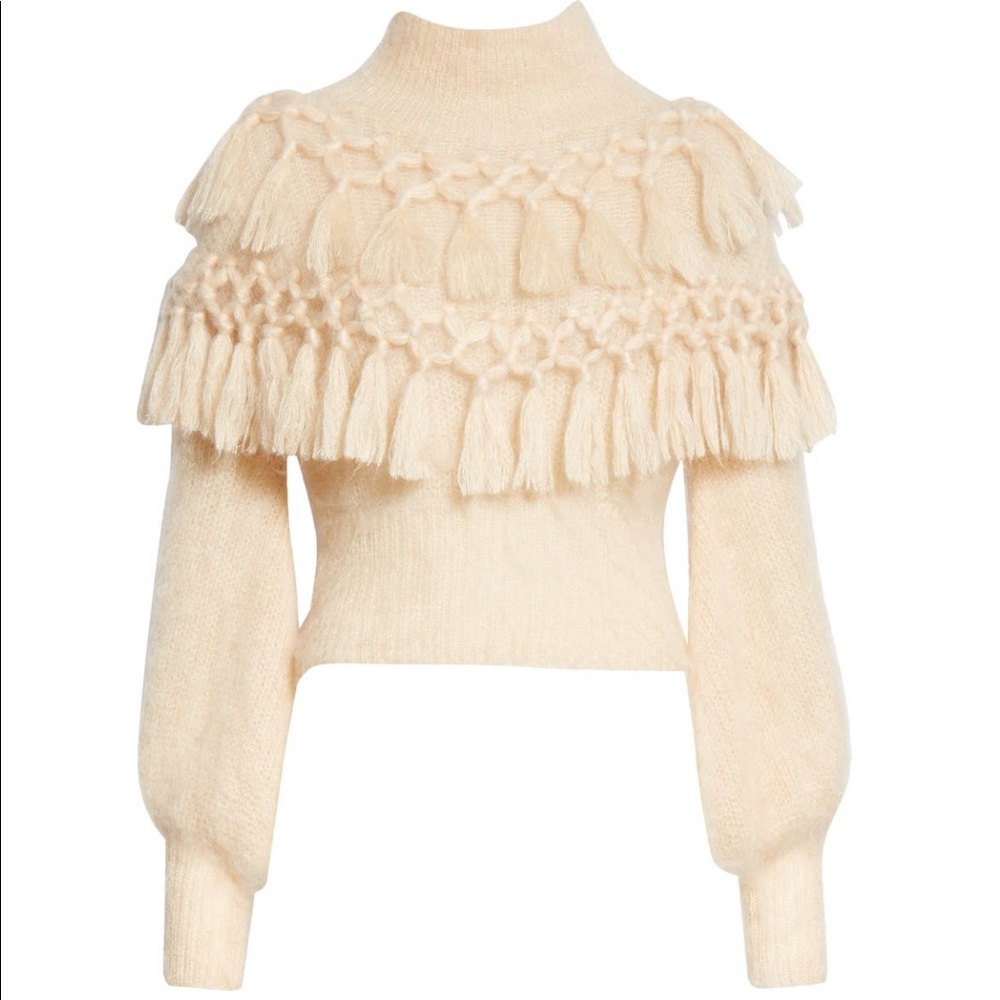 ZIMMERMANN Macrame Tassel Fringe Mohair Sweater
